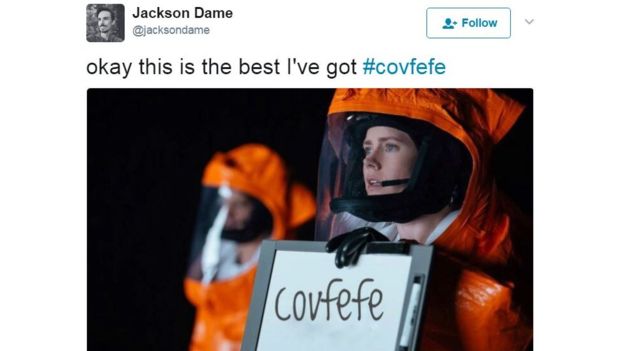 Covfefe scene from The Arrival