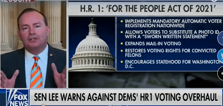 Mike Lee Credits Satan With Drafting Of HR1 Voting Rights Bill