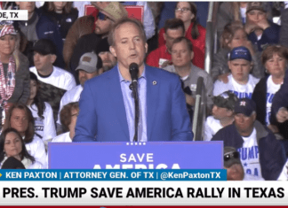 WATCH: Ken Paxton Blatantly Lies At Trump Rally About Suing Joe Biden ’27 Times In 27 Months’