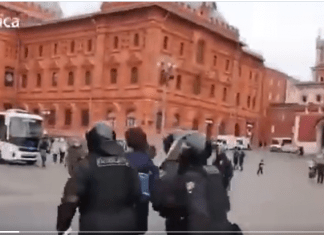 Mindboggling. Watch Woman Arrested On Moscow Street For Making the Wrong Move