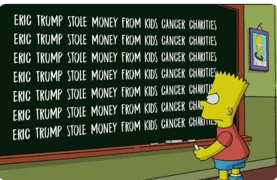 Eric Trump stole money cartoon