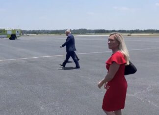 LOL- Trump Snubs MTG on Tarmac – and She Wore Her Red Dress and Everything