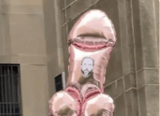 Trump Protesters Have A Problem Getting Penis Balloons Up